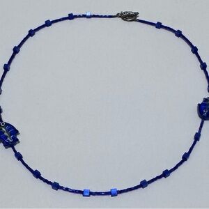 Blue Fish Beaded Necklace
